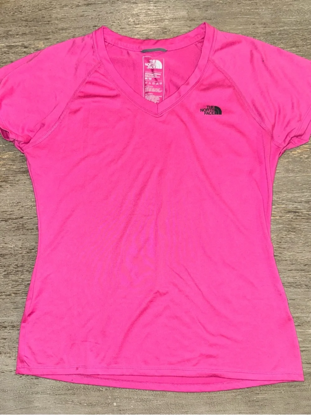 The North Face Women's Hot Pink Short-Sleeve V-Neck Tee - Picture 2 of 5